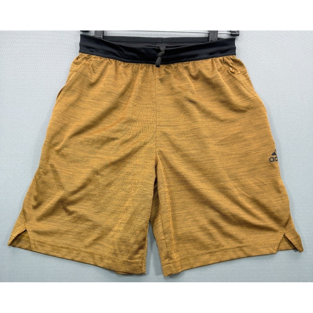 Adidas AEROREADY Athletic Shorts Gold Heather Pockets Drawstring Men's S